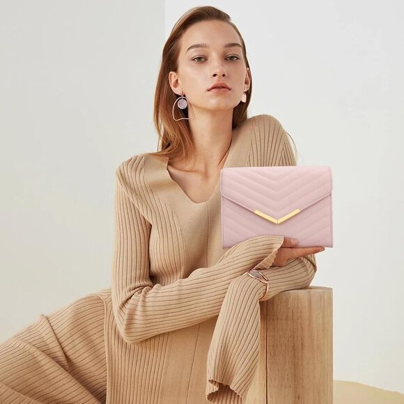 Women Formal Vegan Leather Evening Envelope Clutch Purses and Handbags for Party - Picture 2 of 6